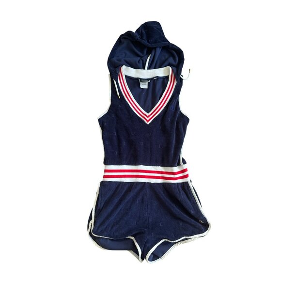 CHAMPION Women's Navy Blue Terry Hooded Romper Size Small - Picture 8 of 9